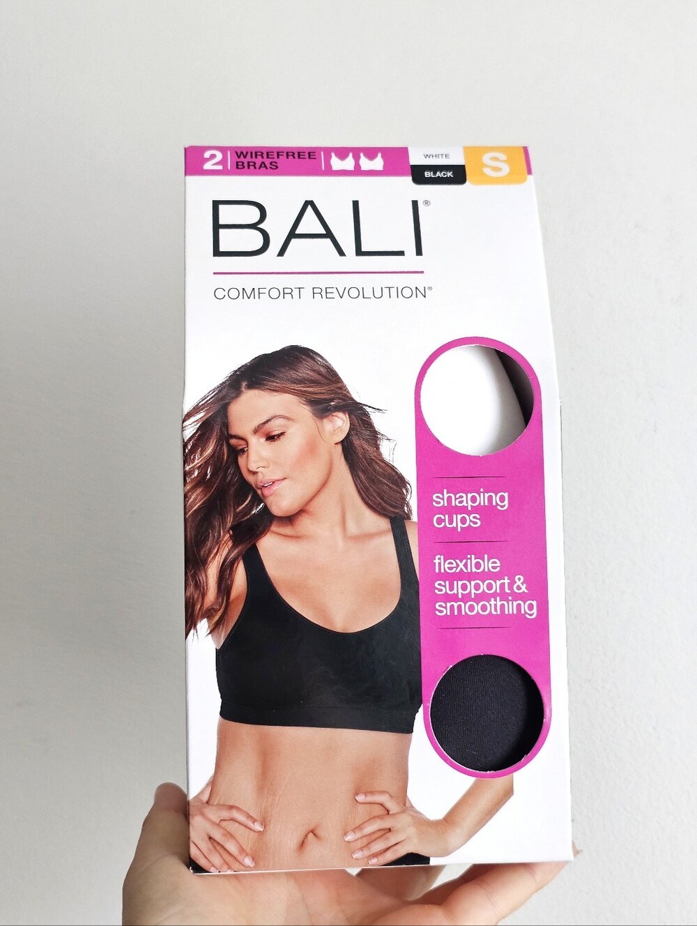 Bali Comfort Revolution Wireless Bras 2-Pack White Black Size Small NWT